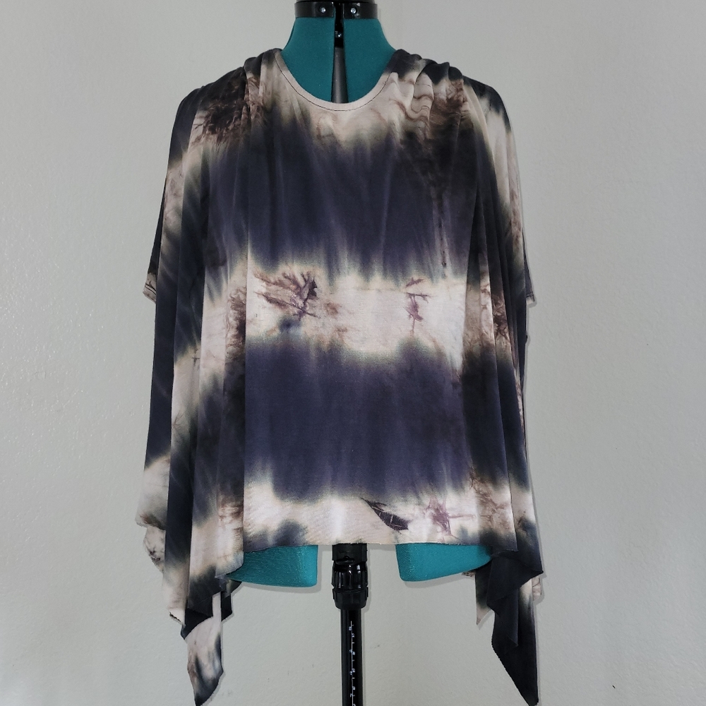 Jodifl Tie-Dye Black Grey Oversize Crop Top One Size